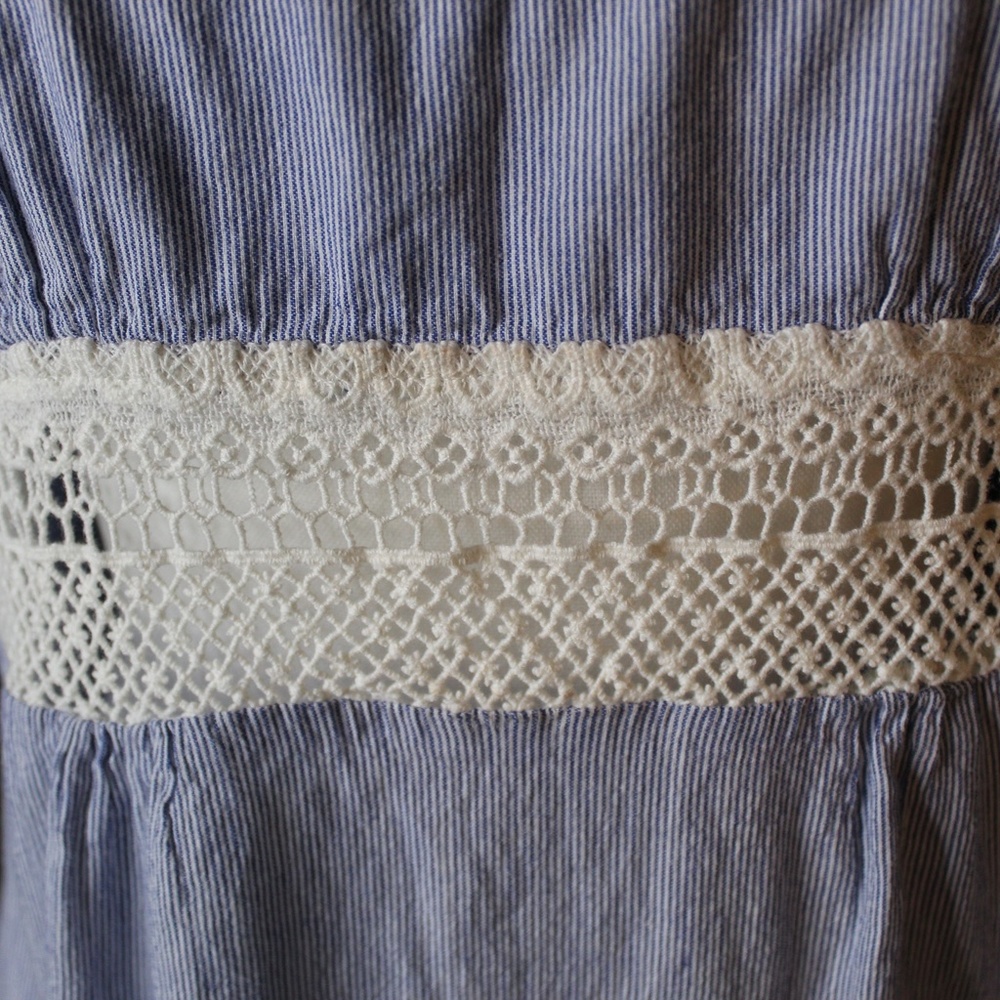 Blue and White Striped Maxi with Crochet Detail - Picture 8 of 9